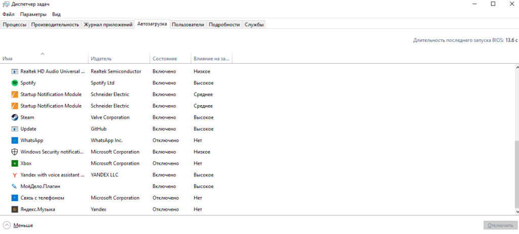 5 Диспетчер задач и автозагрузка Windows
