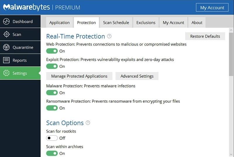 Malwarebytes Premium интерфейс2
