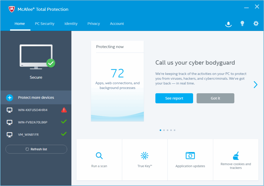 McAfee Total Protection интерфейс 2